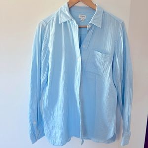 J crew seersucker sky blue button up